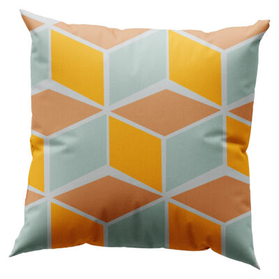 Retro Cubes Geometric Shapes Throw Pillow Thumbnail