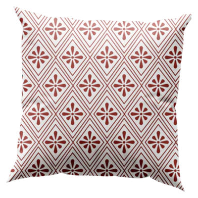 Spanish Floral Tile Geometric Throw Pillow Thumbnail